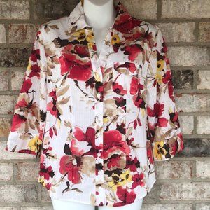 Karen Scott Button Down Blouse Floral